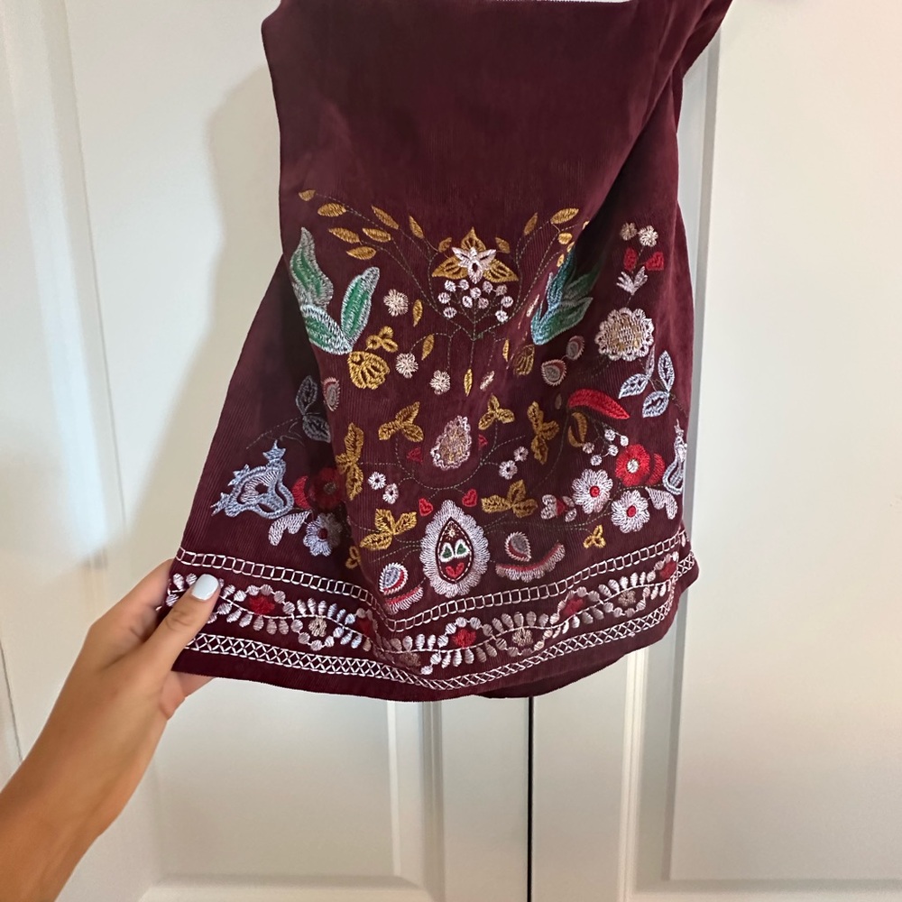 Maroon and floral skirt